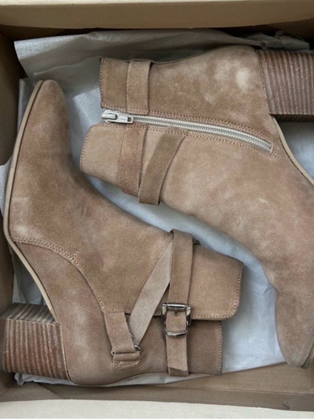 Anthropologie Paola Ferri Alba Moda Tan Suede Ankle Booties Size 7 /37 EURO - Picture 2 of 16